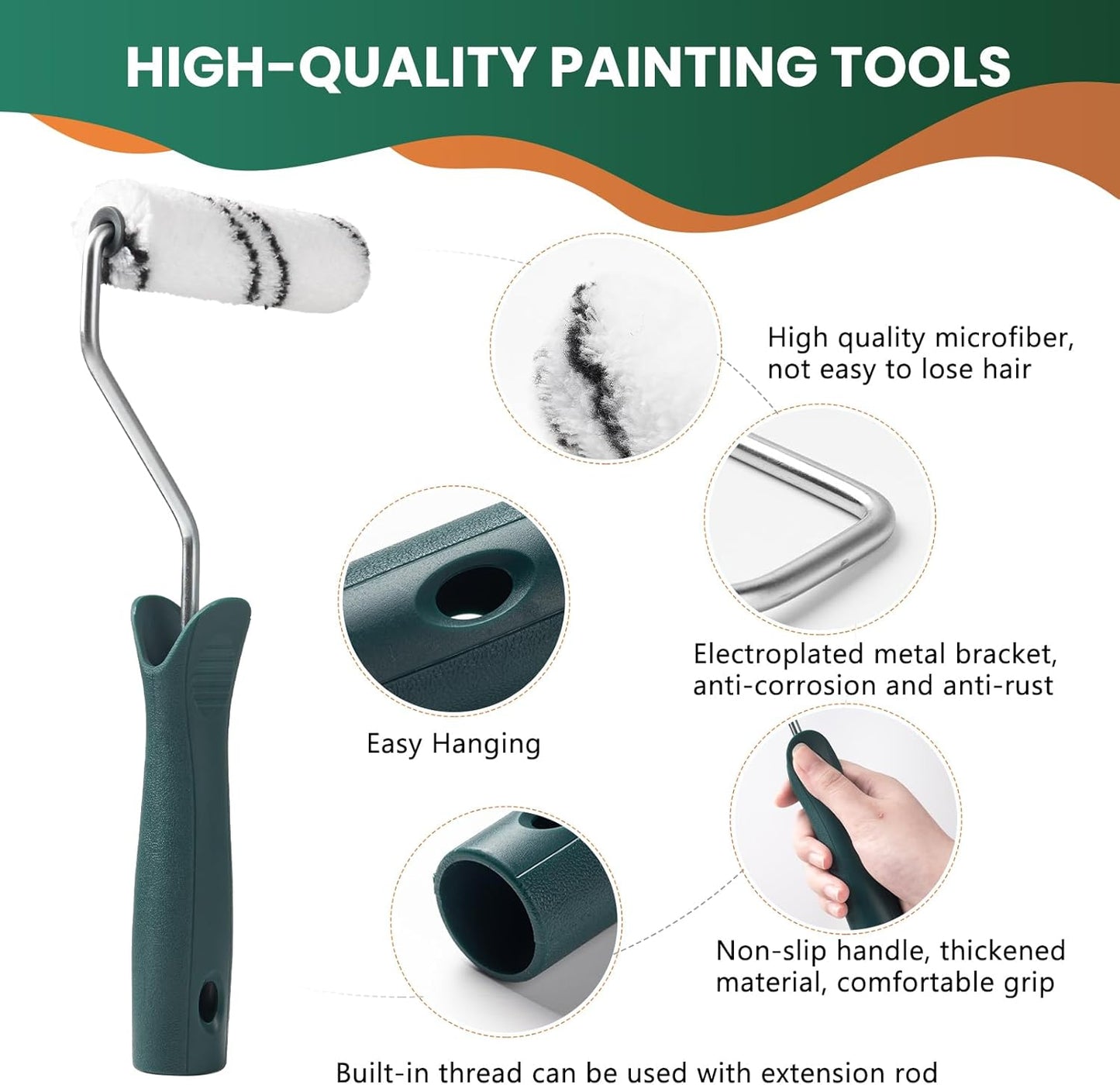 Paint Roller Kit, 15 Pcs 4 Inch Small Roller, Paint Tray, Paint Tray Liners and Paint Roller Frame, Home Improvement Paint Supplies, Mini Paint Rollers for Painting Walls