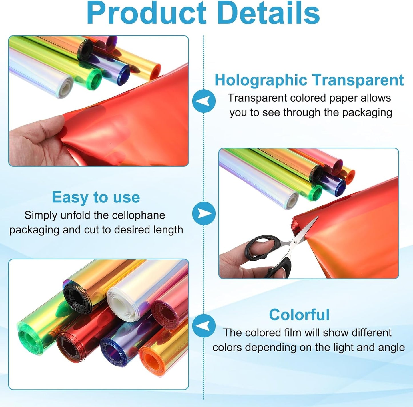 MECCANIXITY Holographic Clear PVC Vinyl Film Holographic PVC Fabric Waterproof Dichroic Film 12 x 48 Inch for Handbags Bows Earrings DIY Craft,Laser Blue Purple