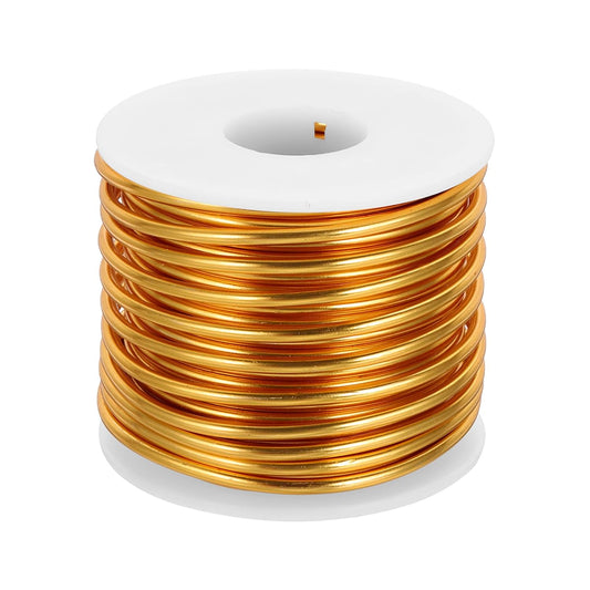 MECCANIXITY 9 Gauge Anodized Aluminum Craft Wire Bendable Bonsai Training Wire 56 Feet 3mm for Sculpting Crafts Wreath Floral Beading Jewelry Making, Yellow