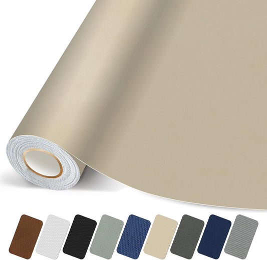 Canvas Repair Patch, 17X79 Inch Strong Sticky Fabric Repair Tape, Self-Adhesive Fabric Patch for Sofas, Tote Bags, Clothing, Car Seats, Furniture (Beige, 17X79 Inch)