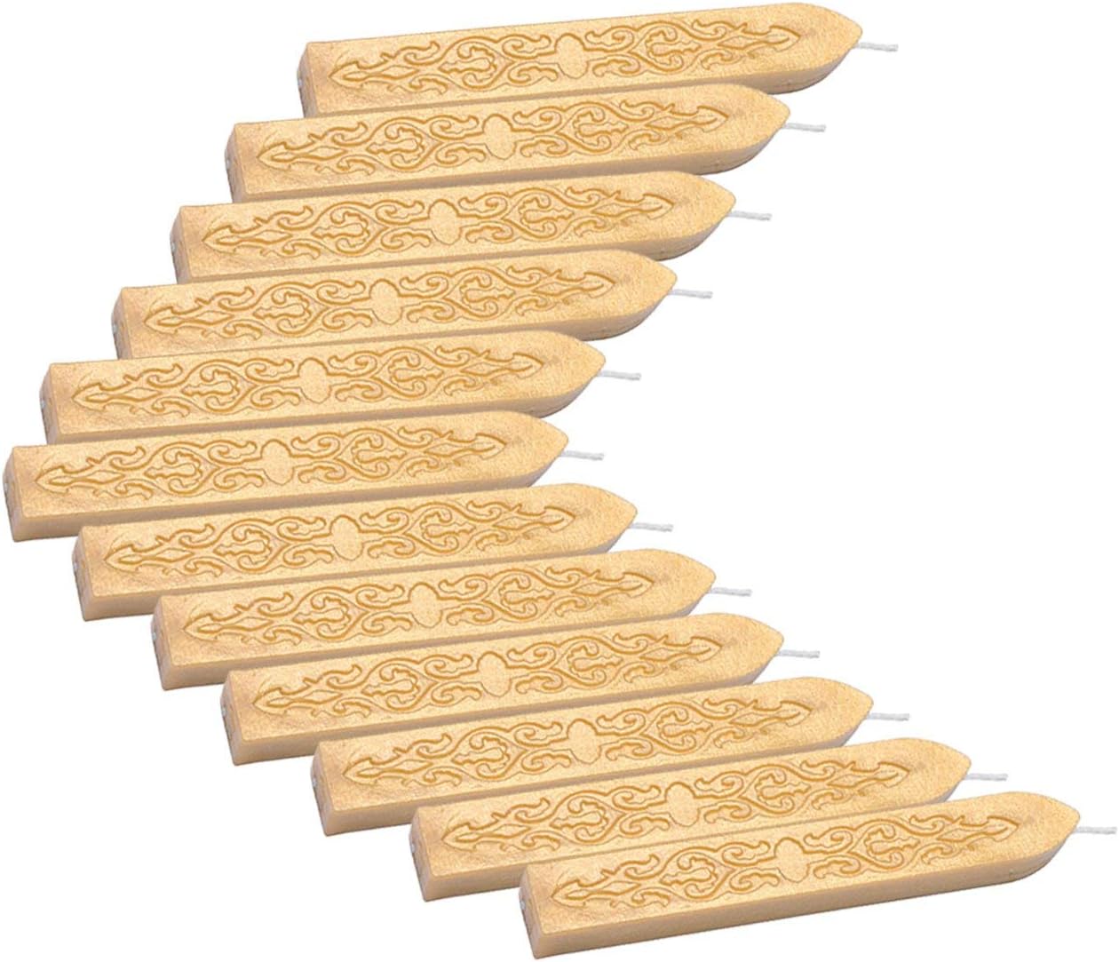 Yoption 12 Pcs Sealing Wax Sticks with Wicks, Antique Light Gold Totem Fire Manuscript Seal Wax for Wax Seal Stamp