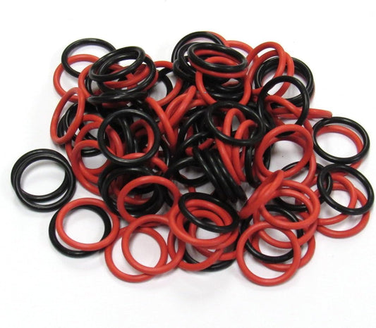 (100 Pack) Soft Stitch Ring Markers (Available in 3 Sizes, Includes 2 Colors, for Knitting/Crochet/etc) (Medium (Needle 9-15), Red & Black)