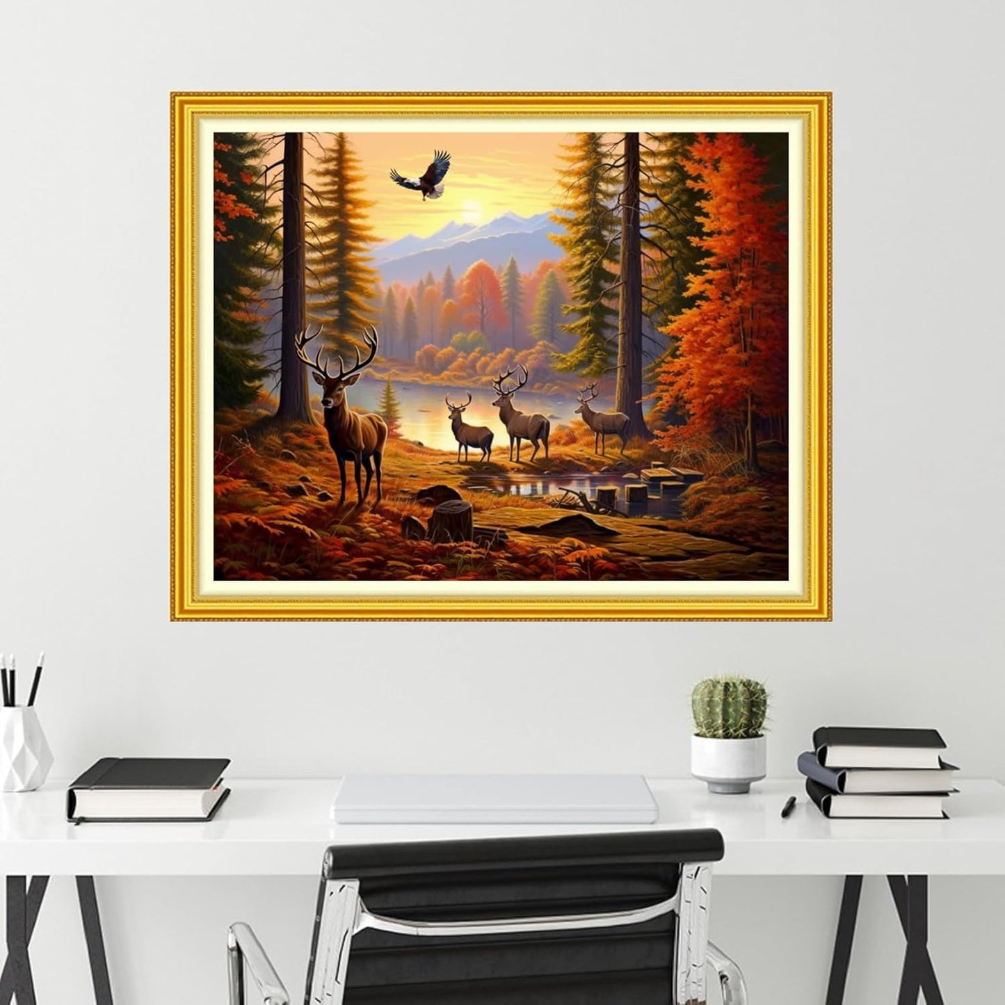 Funchey Stamped Cross Stitch Kits, DIY Cross Stitch Pattern for Adults Beginners Needlepoint Kits Embroidery Kit Arts and Crafts 11CT-Forest elk 16x20 inch