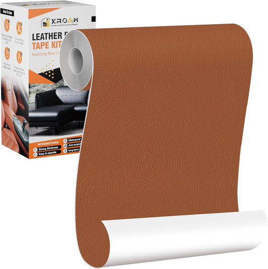 Leather Repair Tape, 4.7x63 inch Leather Patches for Furniture, Self Adhesive Leather Repair Patch for Sofas, Couches, Leather Covers, Seats, Chairs, Vinyl Repair Tape Light Brown