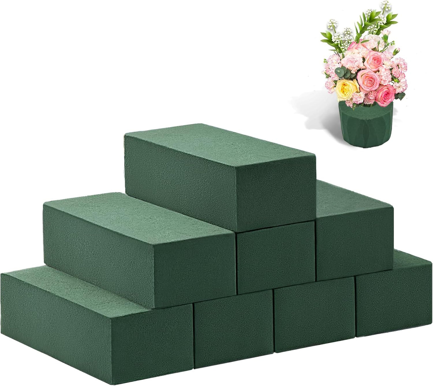 Tunnkit 8 Pcs Floral Foam Blocks Each 7.8" L x 3.5" W x 2.4" H Wet & Dry Flower Foam Blocks for Fresh and Artificial Flower Florist Foam Craft Art Supplies Wedding Home Decor for Flower Arrangement