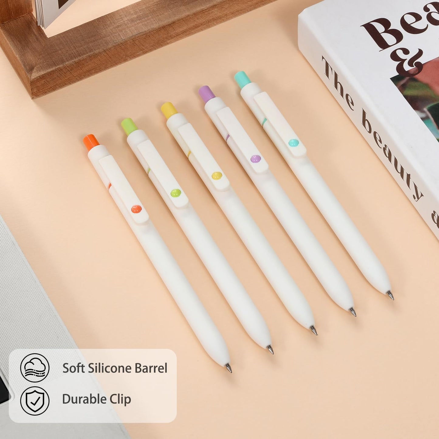 FIOVER Gel Pens, 5pcs 0.5mm Quick Dry Black Ink Fine Point Smooth Writing Pens High-End Series Ballpoint for Office School Supplies, Gifts for Women and Men