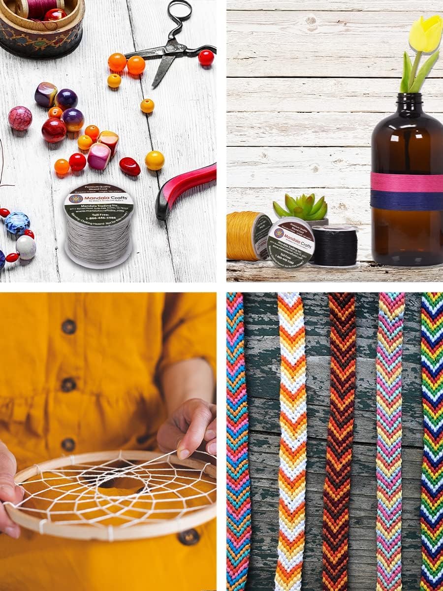 Mandala Crafts 0.5mm 109 Yards Ivory Cotton Waxed Cord for Jewelry Making Bracelet Cord Waxed String - Beading String Thread Jewelry Cords for Necklaces String