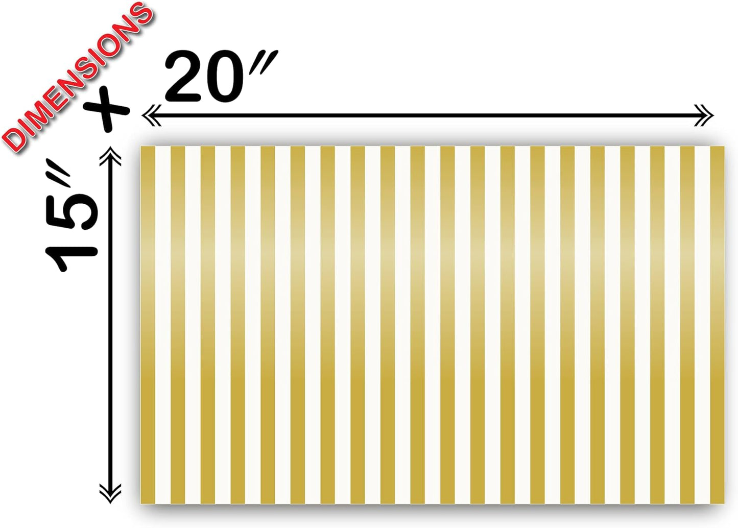 Flexicore Packaging Metallic Gold Pin Stripe Print Gift Wrap Tissue Paper Size: 15 Inch X 20 Inch | Count: 100 Sheets | Color: Gold Pin Stripe