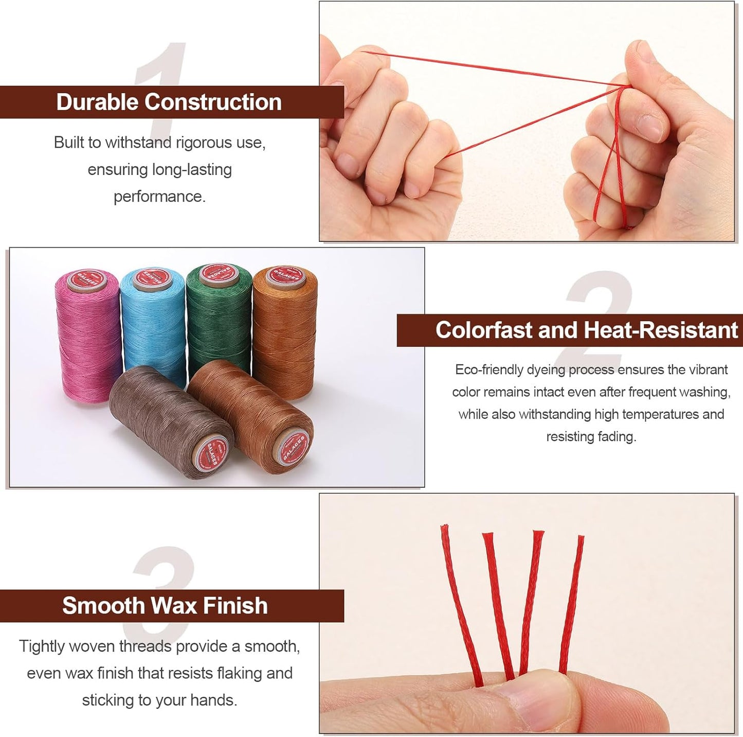 uxcell Flat Leather Sewing Waxed Thread, 140m / 153 Yards Polyester Wax String, 300D Wax Stitching Cord for Leather Crafts, Bookbinding, Bracelets Braided, Fuchsia