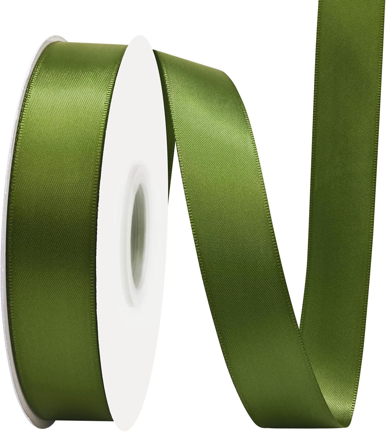 Moss Satin Ribbon 1 Inch X 50 Yards Solid Color Double Faced Ribbons Perfect for Crafts Wedding Decor Bow Making Arts Sewing and More