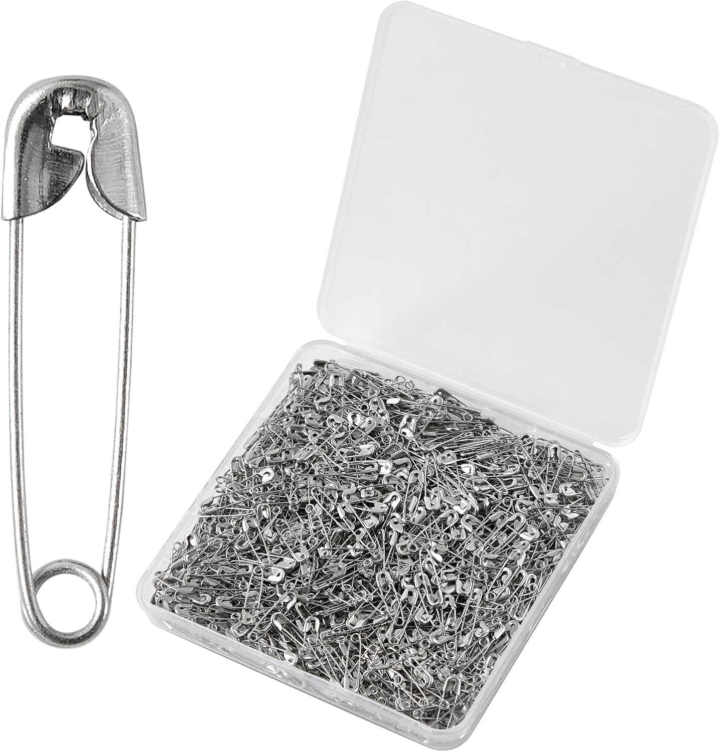 1000PCS Safety Pins, 0.75In/19mm Small Fastening Pins, Rust Resistant Nickel Plated Steel Set for Crafting, Sewing, Jewelry Making Fabric, Rimming Fastening Clip Button for Garment Hang Tag (Silver)