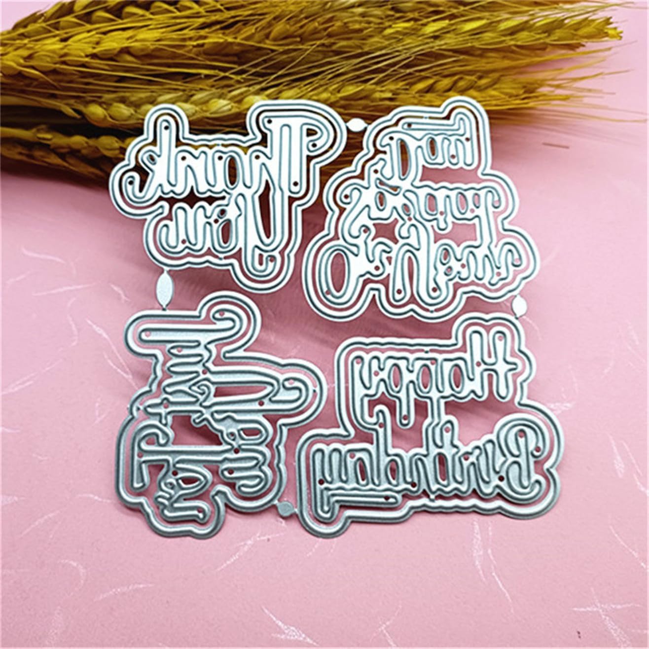Cutting Dies Metal Stencils Scrapbooking Tools Happy Birthday Thankyou DIY Embossing Template for Paper Card Making Album Arts Crafts Supplies (English words-10.1x10.1cm)