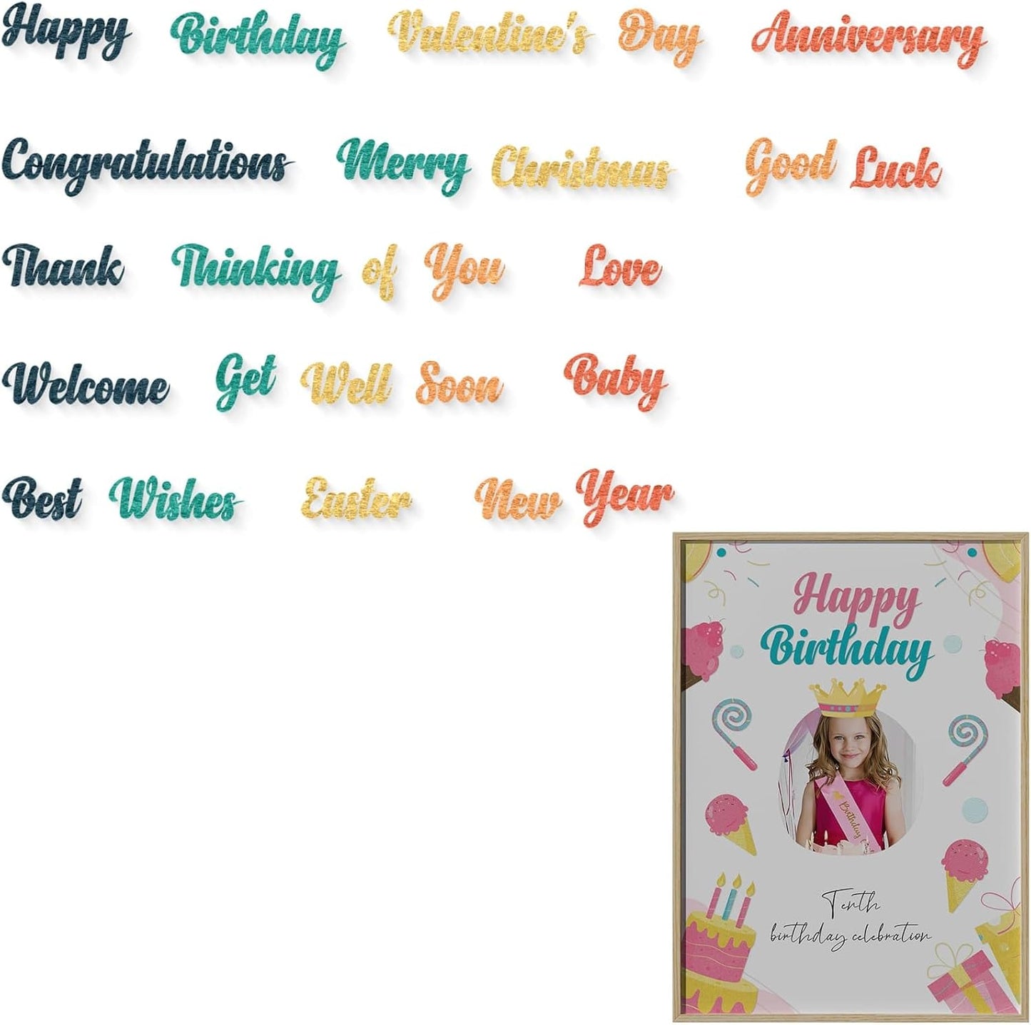 YKW Word Die Cuts for Card Making, Happy Birthday Merry Christmas Anniversary Congratulations Thank You Metal Cutting Dies, for DIY Scrapbooking Photo Albums Crafts Holiday Words Paper Art