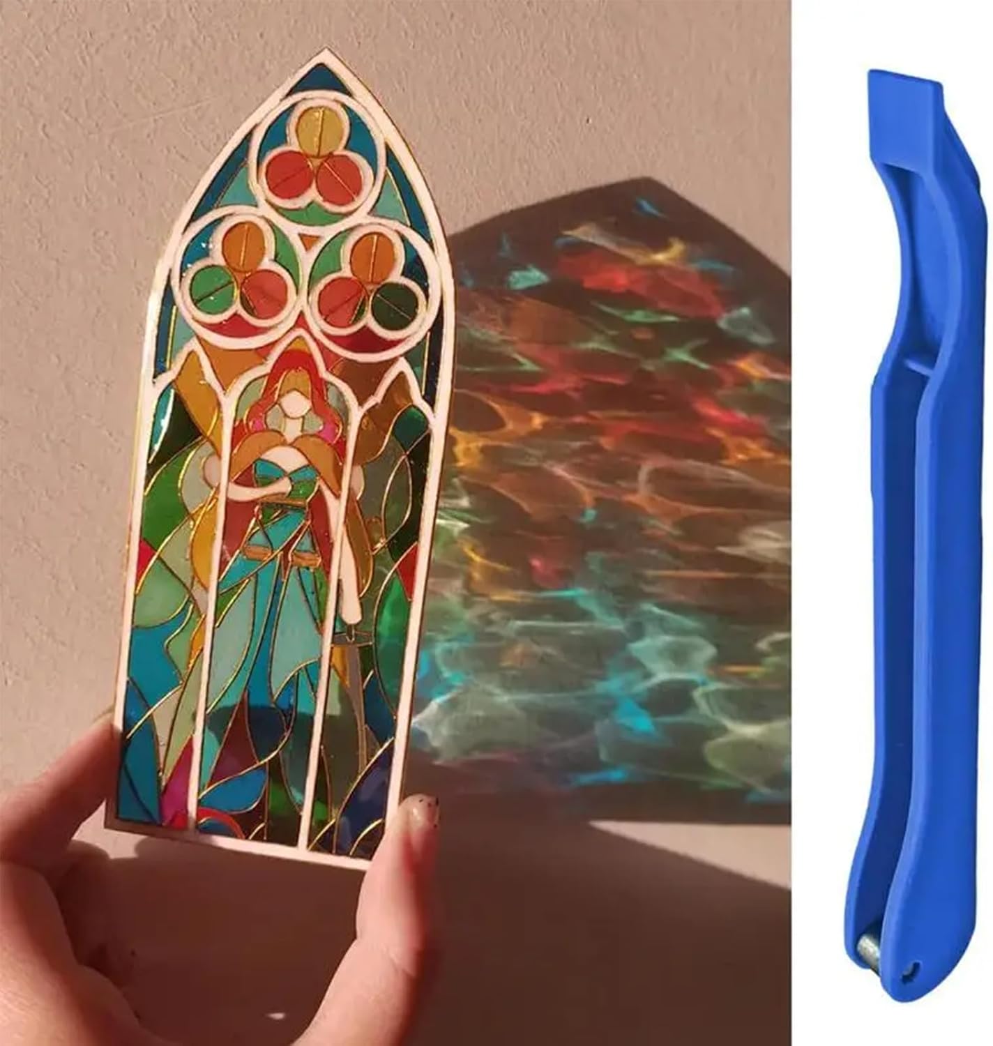 Copper Foil Hand Foiler for Stained Glass, Stained Glass Hand Foiler Tool,Copper foil Dispenser,Blue Hand Foiler for 7/32" Copper Foil Tape,Stain Glass Tools and Supplies（Blue）