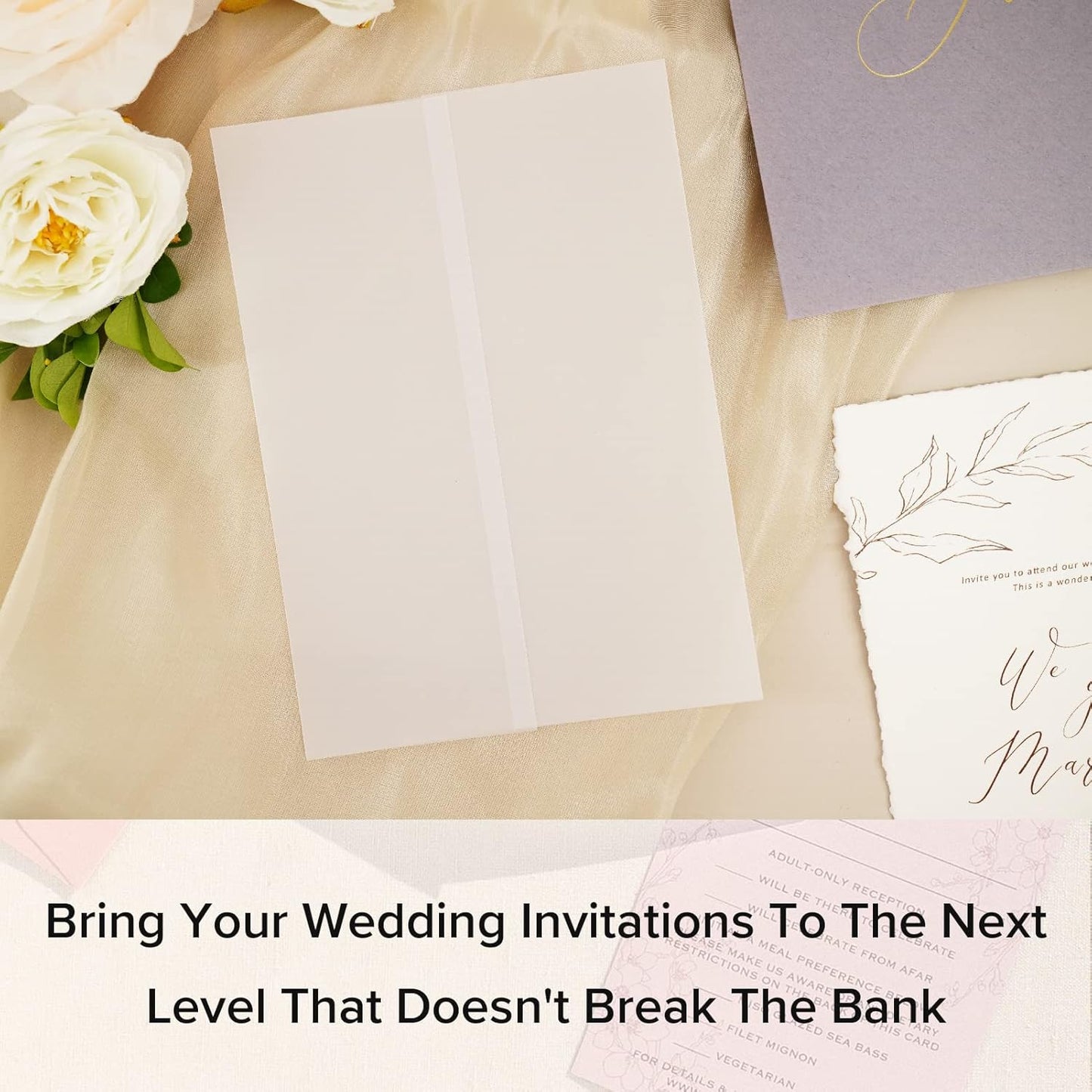 Puremigo 30 Pack Luxury Pre-Folded Vellum Jackets for 5x7 Invitations - Vellum Paper 5x7 Jackets - 115GSM Vellum Wedding Invitations Wraps - Transparent Wedding Invitations Jacket