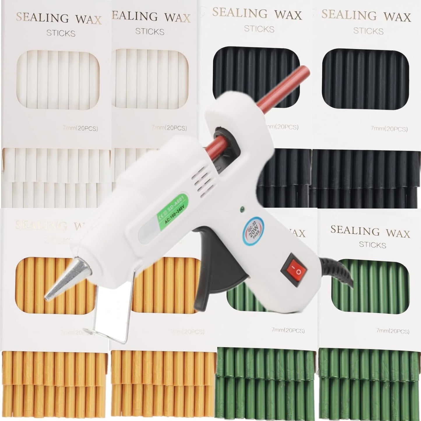 Wax Seal Sticks, ONWINPOR 20Pcs Black Waxing Sealing Stick with 0.28'' Glue Gun, Glue Gun WaxSealSticks Set, Great for WaxSeal Stamp, Wedding Invitations, Gift Wrapping (20, Black)