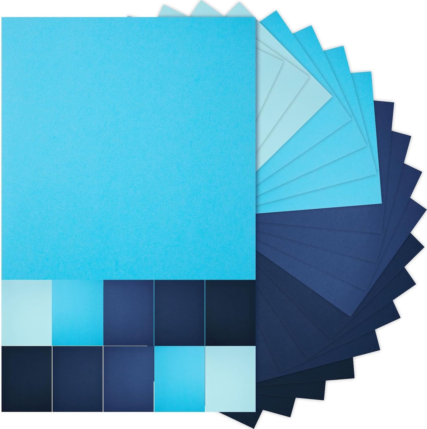 Sinmoe 100 Sheets 5 Shades Cardstock Paper 8.5 x 11 Inches 180gsm Solid Core Printer Paper for Scrapbooking DIY Arts Crafts Making Office Home Supplies(Blue Series)