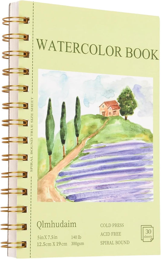 5x7.5 Inch Spiral Watercolor Paper Pad - 30 Sheets 140lb/300g Acid-Free Artist Paper | Tear-Line Perforated Pages for Framing & Mixed Media |Watercolor, Art Journaling (Adults, Students, Travel)