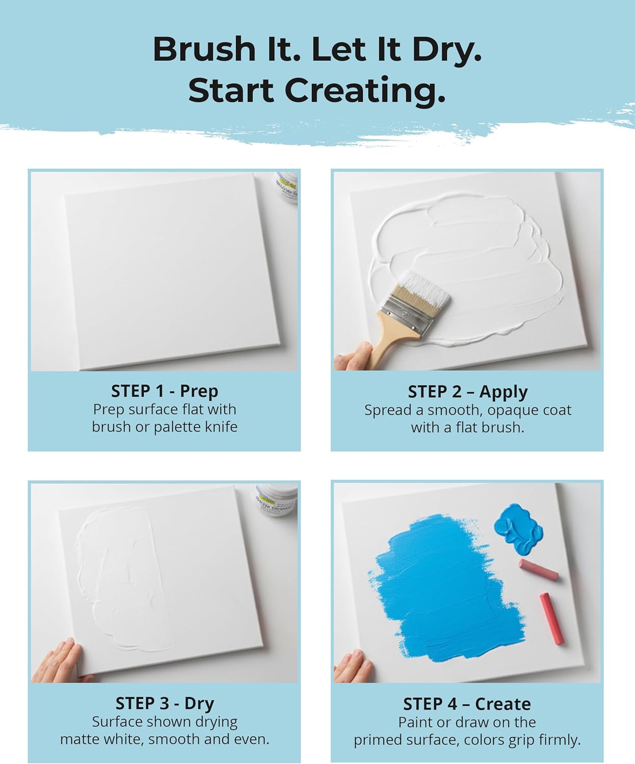 The Crafter's Workshop White Gesso Primer for Acrylic Painting -Boutique Quality, 8 oz Jar