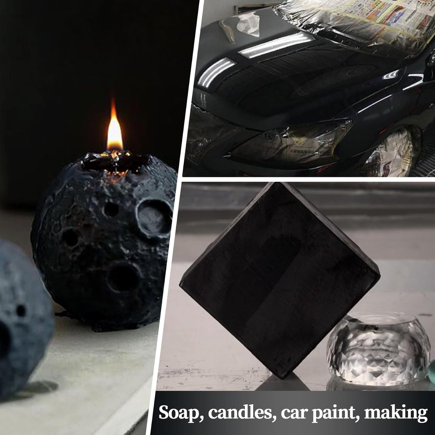 Mysterious Black Mica Powder, Natural Shimmer Mica Powder for Epoxy Resin/Candle/Soap/Lip Gloss/Slime/Quicksand/Bath Bombs/.Car Paint pigments.Candle Dye,Soap Making Dye(50g/1.7oz)