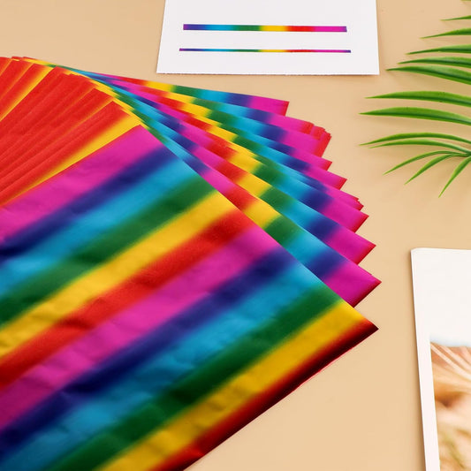 Briartw 20x29cm Hot Foil Paper 50 Sheets Pack Toner Reactive Foil Hot Stamping Foil Paper by Laser Printer and Laminator for Scrapbooking Craft Cardmaking DIY Album (Straight Colorful, 50 Sheets)