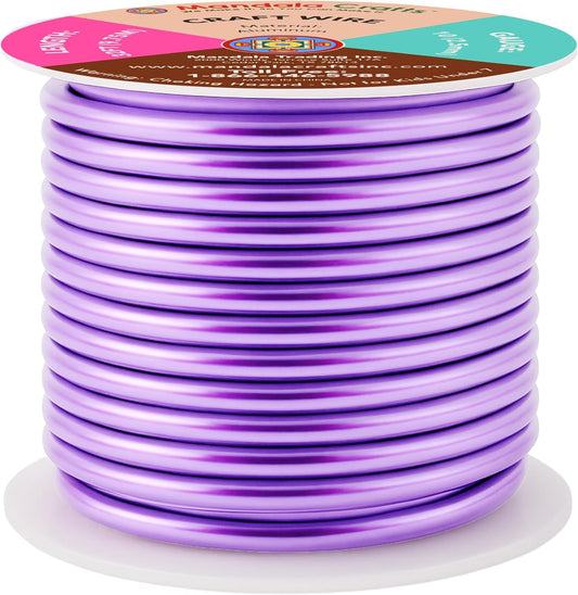 Mandala Crafts 10 Gauge Anodized Aluminum Craft Wire for Jewelry Making - 32 FT Colored Flexible Lavender Wire - Bendable for Bonsai Armature Crafting Sculpting