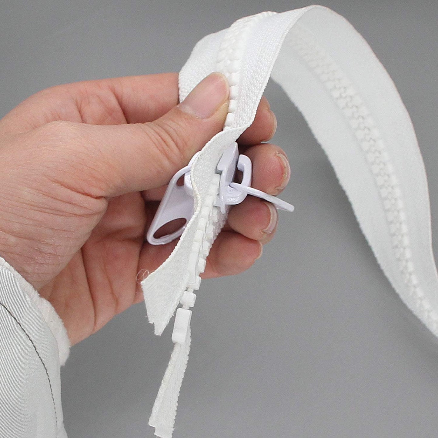 Leekayer 2PCS #10 40 Inch Heavy Duty Zippers for Sewing Separating Large Plastic Zipper White Tape with Double Pull Tab Slider, Sleeping Bag, Boat, Canvas, Cover, Trampoline, Dog Bed,Tent zipper 100cm