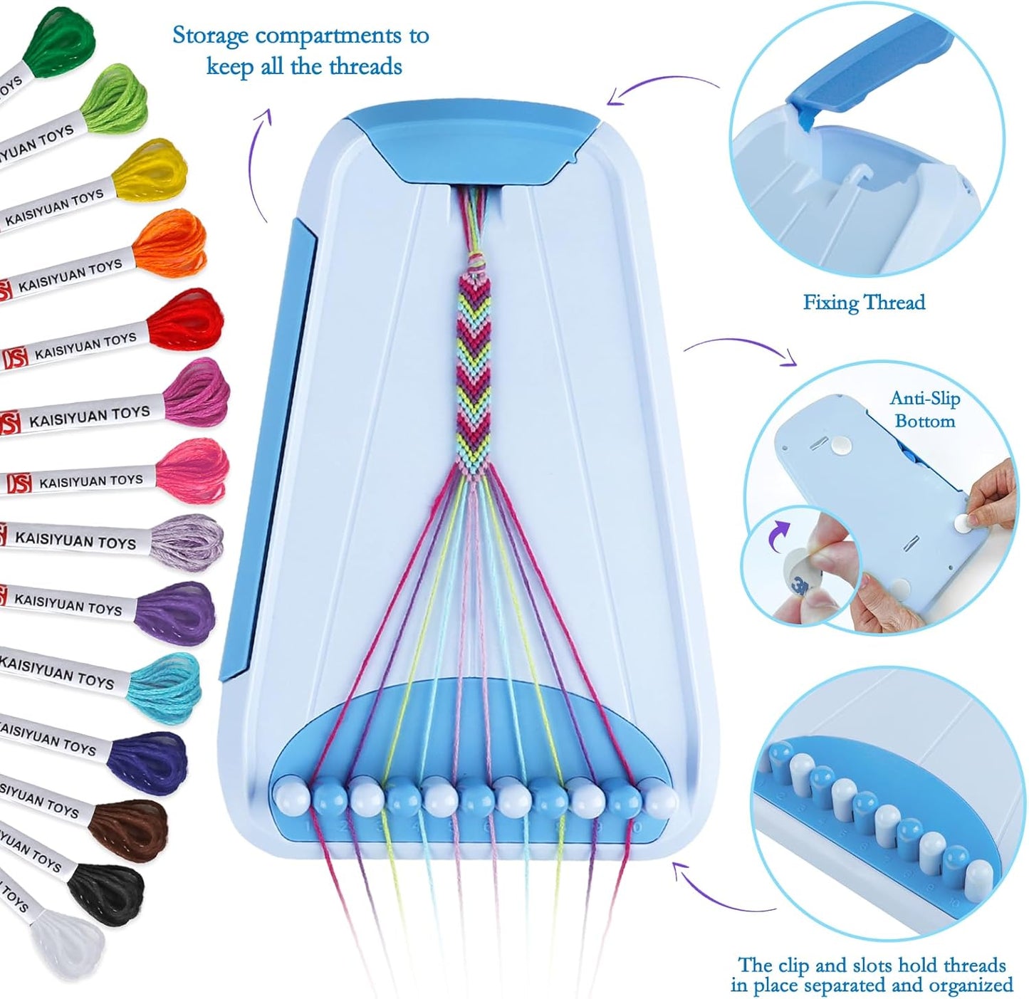 Friendship Bracelet Making Kit for Girls, Arts and Crafts Bracelets String Maker Kit for Kids Ages 8-12 Christmas Birthday Gifts (All Blue)