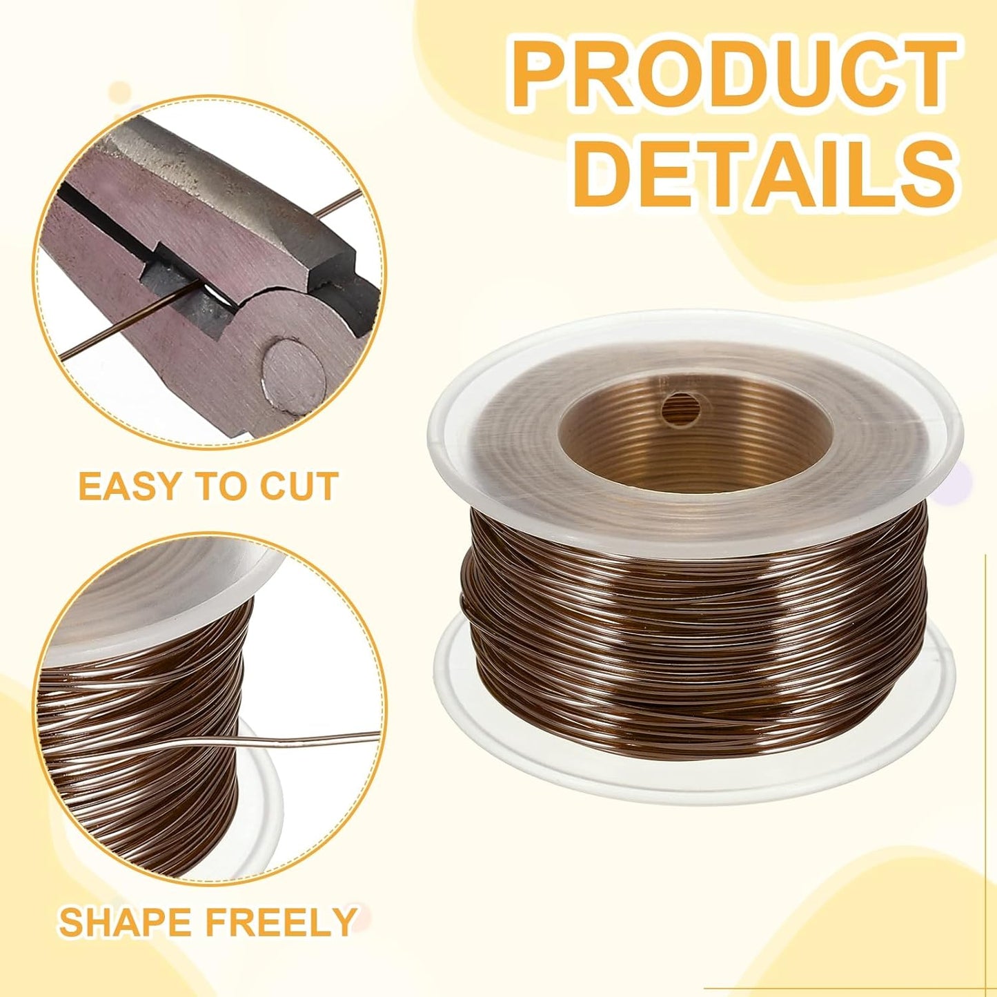 uxcell 18 Gauge / 1mm Anodized Aluminum Wire for Jewelry Craft Making, 102 Feet Bendable Flexible Wire for DIY Home Decor Gardening Sculpture, Bronze