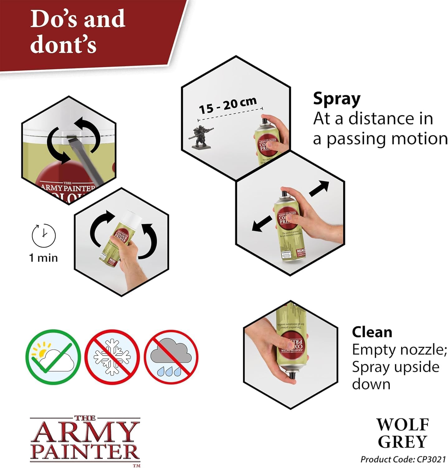 The Army Painter Colour Primer Wolf Grey, 400 mL Acrylic Spray Primer, Spray Paint Basecoat for Miniature Priming, Tabletop Roleplaying, Boardgames, and Wargames Miniature Modelling