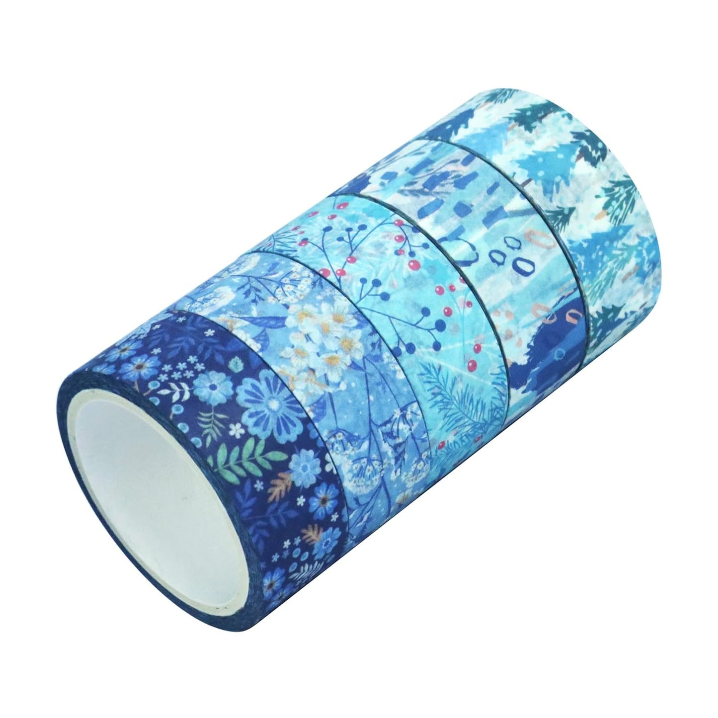 YUBBAEX 10 Rolls Four Seasons Washi Tape Set Blue Snowflake Masking Decorative Tapes (Winter)