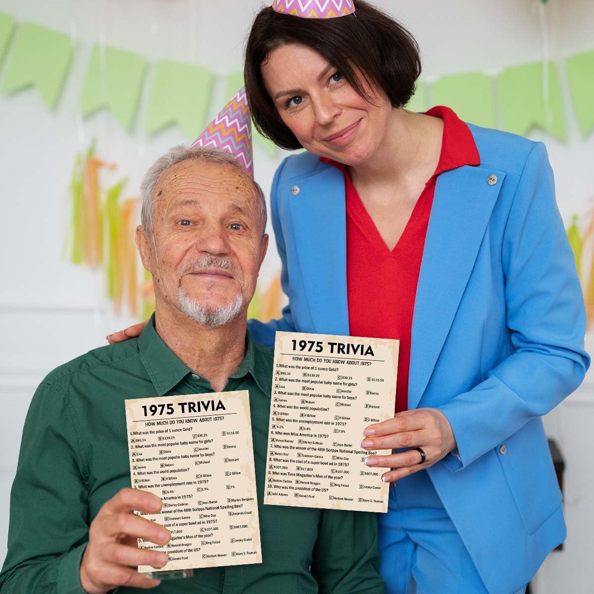 50th Birthday Party Games, 1975 Trivia Games, Birthday Party Supplies for Adults, Fun 1975s Party Game，Pack of 30 Cards