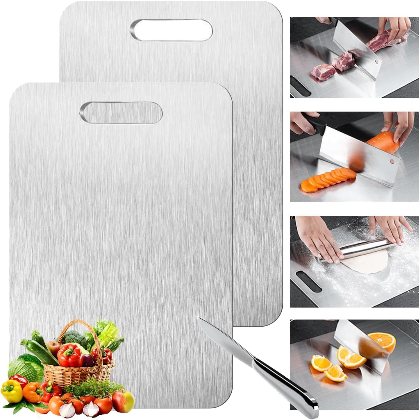 Titanium Cutting Board - 2 pack Titanium Cutting Boards for Kitchen,Double Sided Titanium Cutting Mat（9.25 * 12.99in）