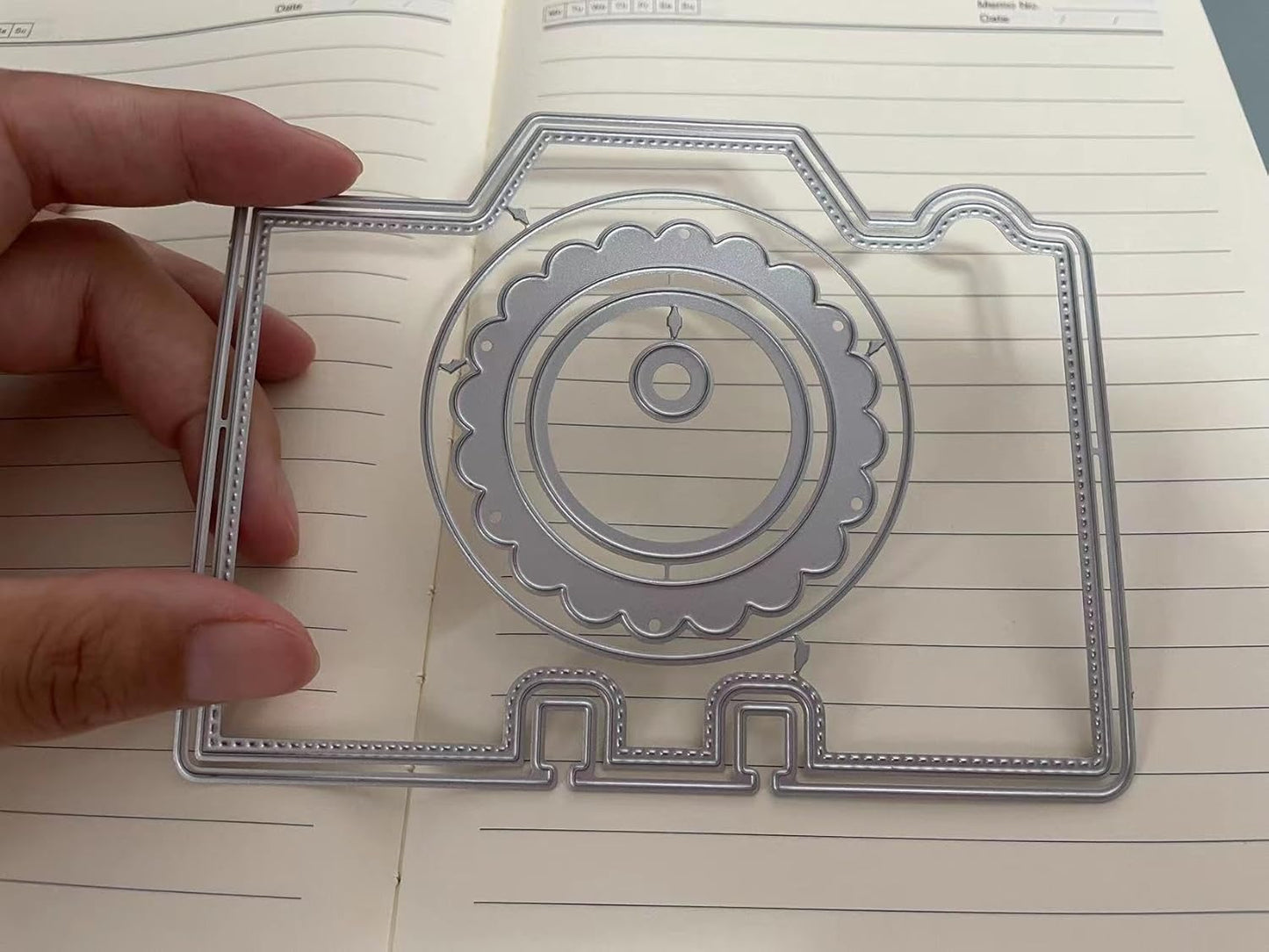 Mvchifay Cutting Dies Happy Birthday Holiday Thanks Greetings Metal Stencils Scrapbooking Tool Love Heart DIY Carbon Steel Embossing Template for Paper Card Making (Camera-10x12.8cm)