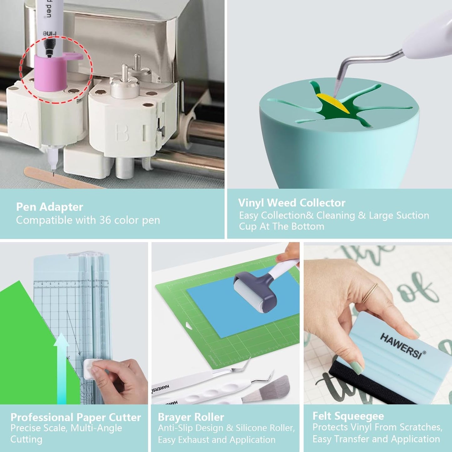 52Pcs Essential Craft Tools Set for Cutting Machine,Weeding Tools for Vinyl,Paper Cutter,Light Pad,Vinyl Weeding Scrap Collector,Brayer Rollers,Craft Accessories Bundle for Craft Projects