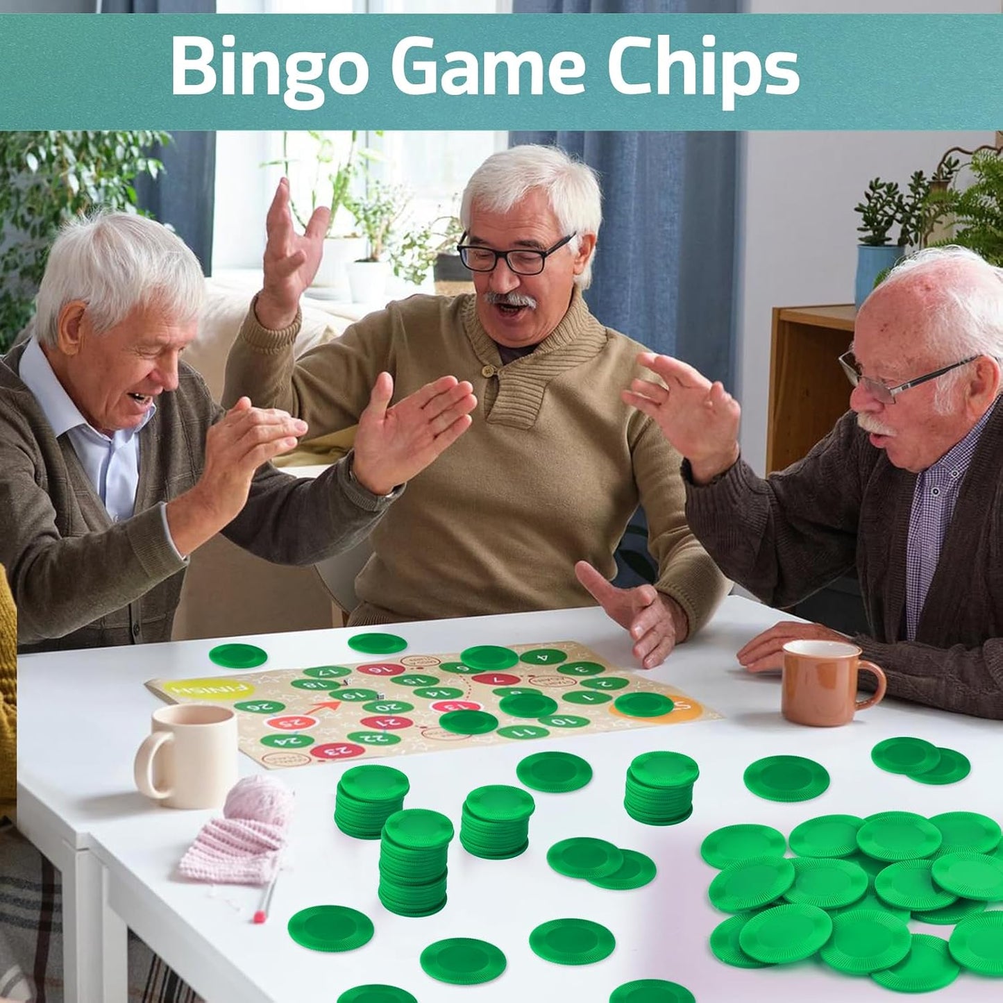 Coopay 1000 Pieces Plastic Poker Chips, Bingo Chips Bulk Learning Counters Disks Poker Card Game, Counting Markers for Math Practice, Game Tokens and Teaching Rewards, 25 mm/ 1 Inch (Green)