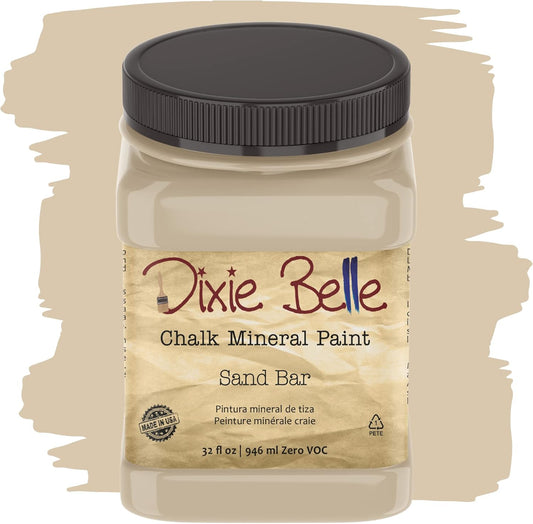 Dixie Belle Paint Company Chalk Finish Furniture Paint - Sand Bar (32oz) - Matte Neutral Tan Chic Chalk Mineral DIY Furniture Paint