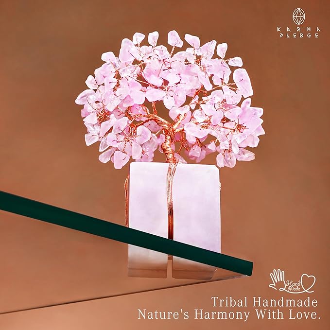 Rose Quartz Crystal Trees for Home Decor, Office Desk Decoration, Chakra Healing Crystals and Stone for Positive Energy, Money, Good Luck, Tree of Life Spiritual Birthday Gifts for Women and Mom