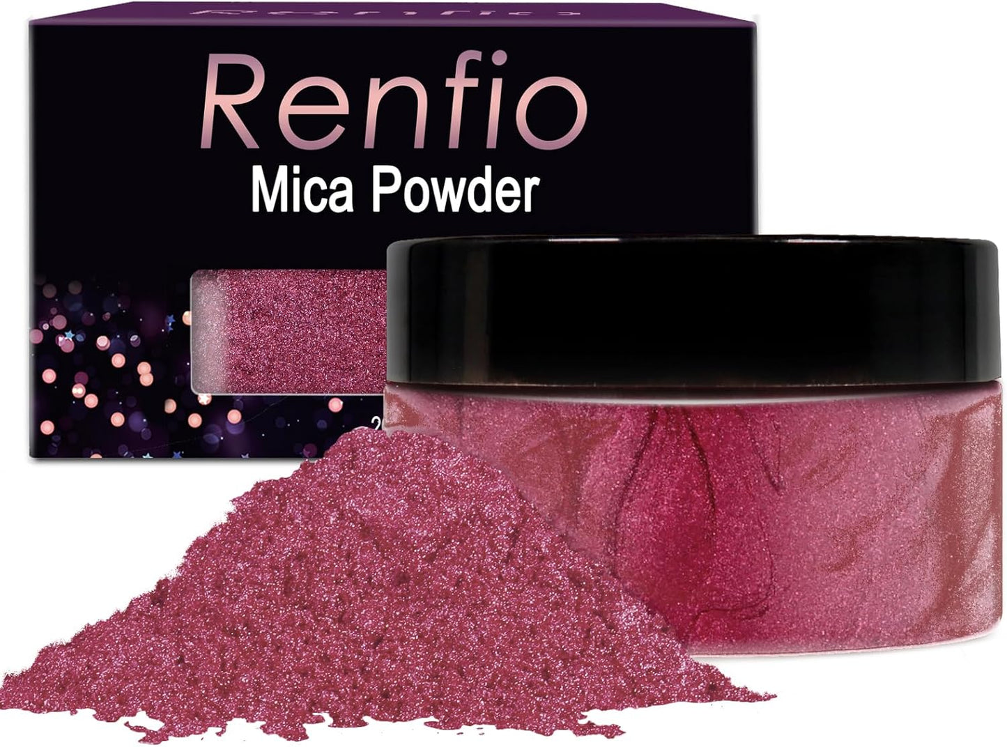 Renfio 100g Mica Powder Pigment, Metallic Natural Dye Mineral Pearl Shimmer Epoxy Resin Dye for Painting Soap Making Slime Bath Bombs 3.5 Oz - Hawthorn Rose