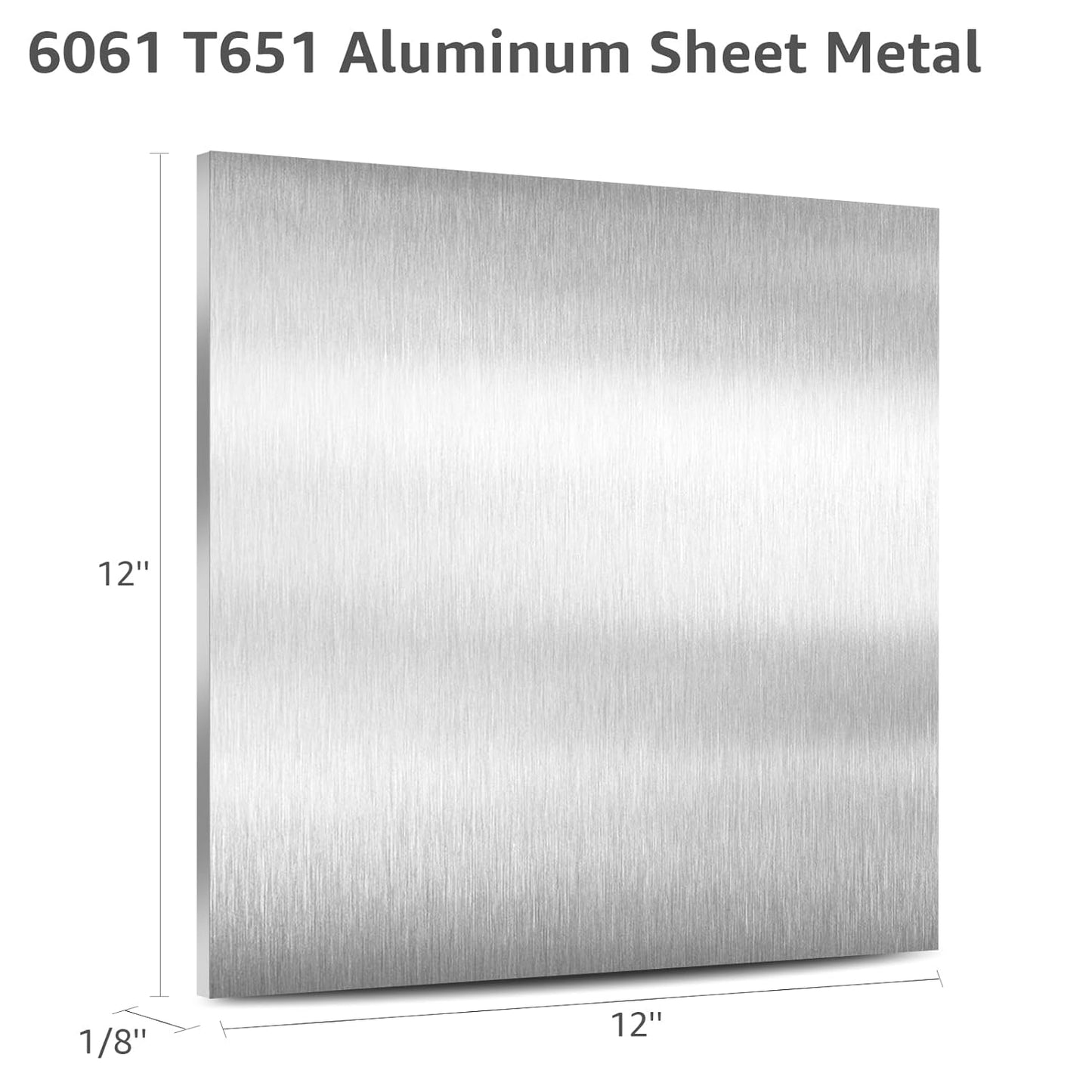 6061 T651 Aluminum Sheet Metal 12" x 12" x 1/8" (0.125") Rectangle Metal Plate Covered with Protective Film, 3mm Flat Aluminum Plate for Crafting and Industry