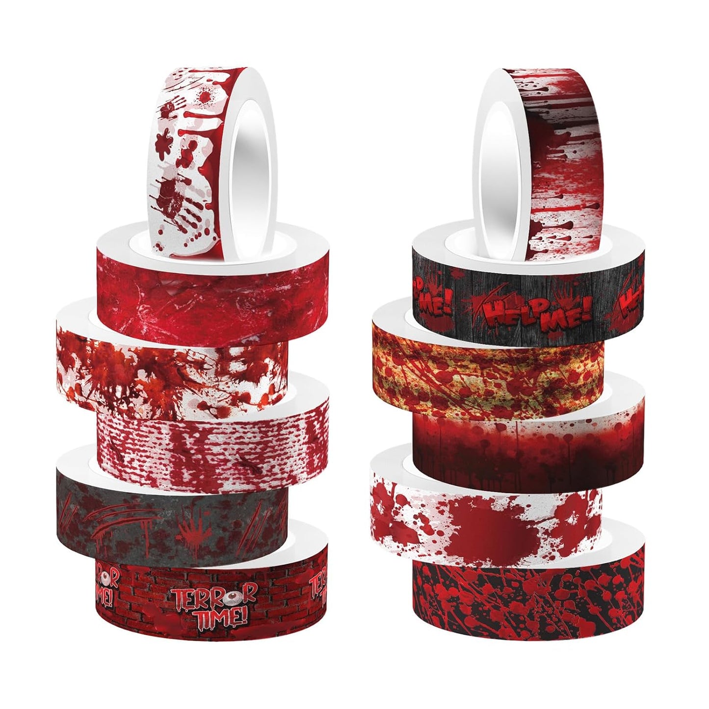 12 Rolls Halloween Washi Tape Bloody Printing Tapes Spooky Bloodstain Pattern Masking Tapes for Scrapbook Journal DIY Art Crafts Wrapping Decor 16.4FT