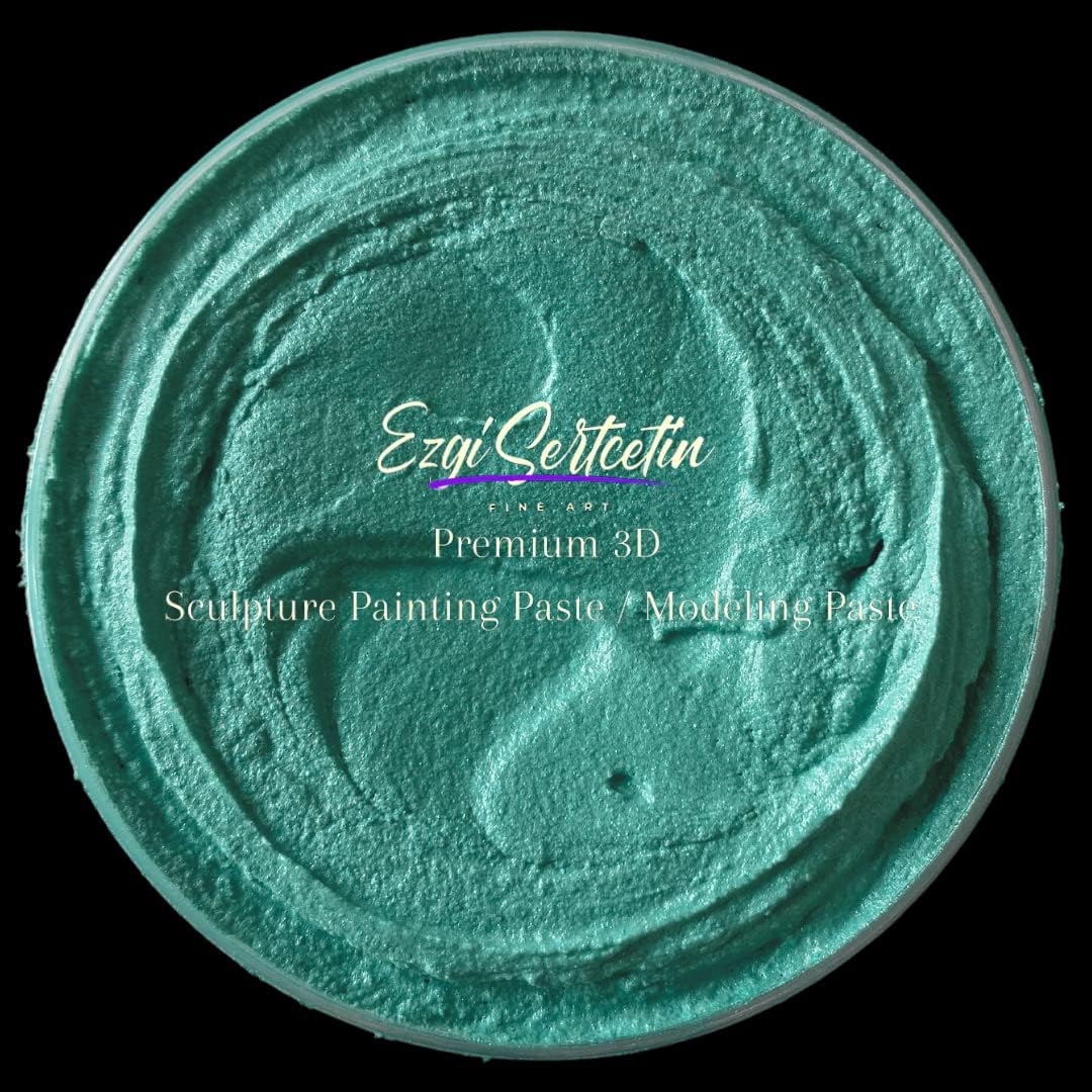 3D Sculpture Painting Paste|Texture Paste|Decorative Plaster|Ready to Use|Unique Colors|Ideal for Artwork|Stencil|Flowers|Texture|Art Relief| 6 oz (Metallic Teal)