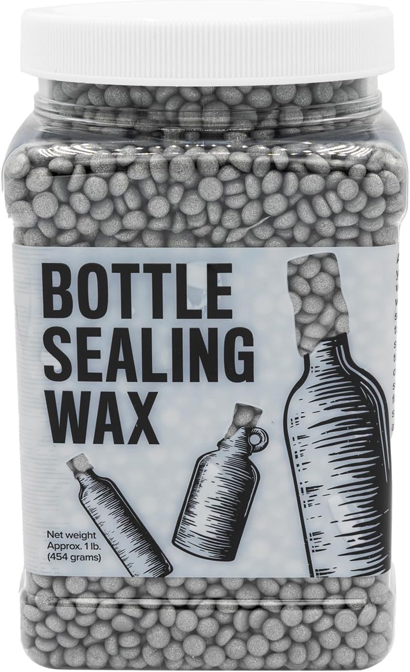 Blended Waxes, Inc. Bottle Sealing Wax, Pastille Wax Seal Beads For Wine, Beer, and Liquor Bottle Sealing, Seals Between 25-30 Bottles, 1 lb, Silver