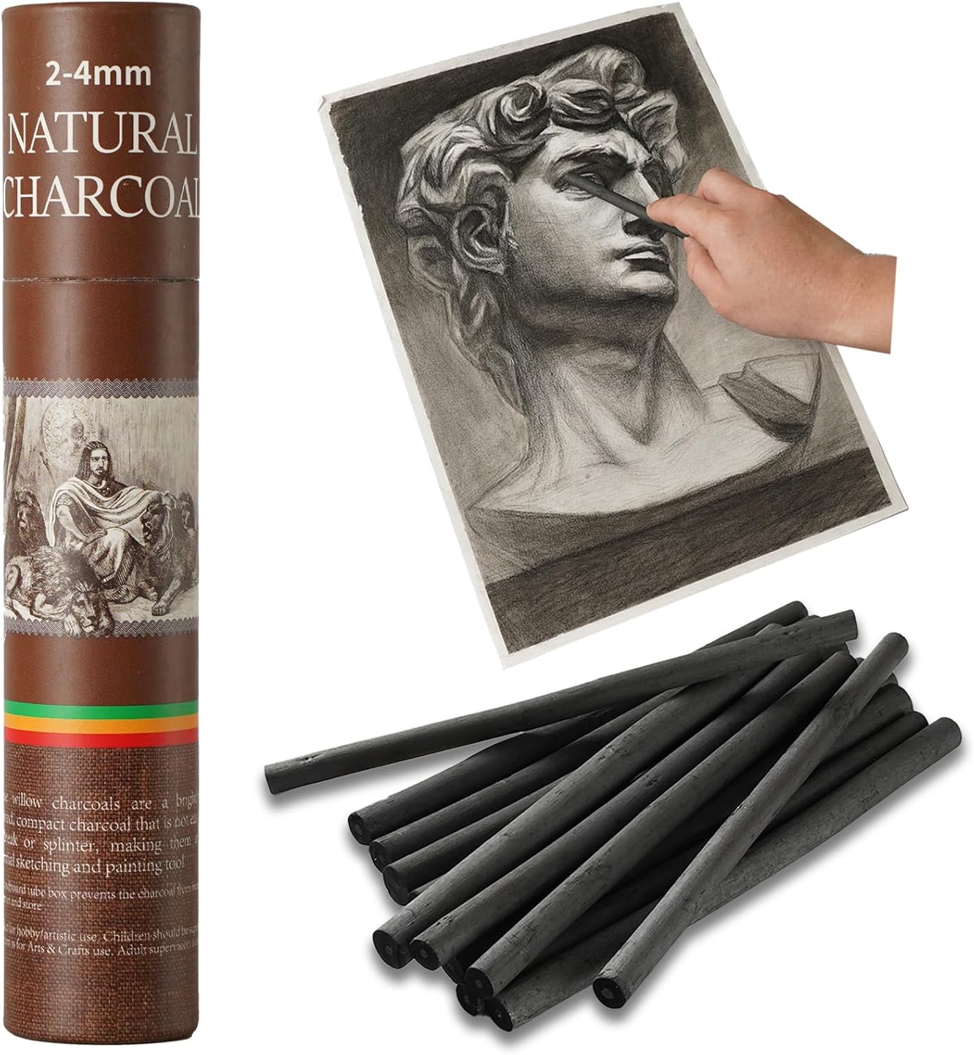 25 PCS Willow Charcoal Sticks, Ideal for Artists, Beginners, Students, Perfect for Sketching, Drawing, Shading, and Fine Art, 5.7 Inches Long, 2-4,4-5,5-7,7-9 (2-4)