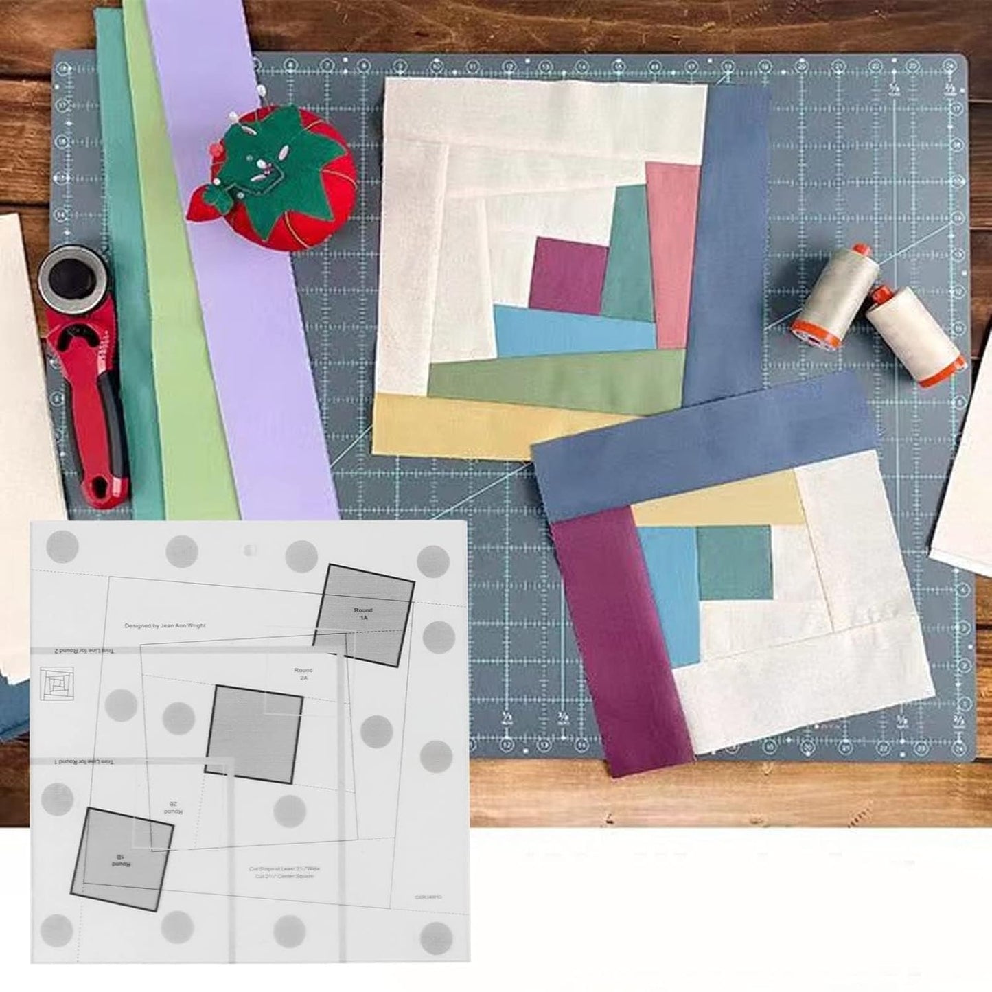 Wonky Log Cabin Trim Tool, 8in Creative Grids Quilting Rulers Transparent Acrylic Quilting Ruler with Grids, Non-Slip Grip Acrylic Quilting, Sewing, Crafting, Patchwork Ruler and Templat