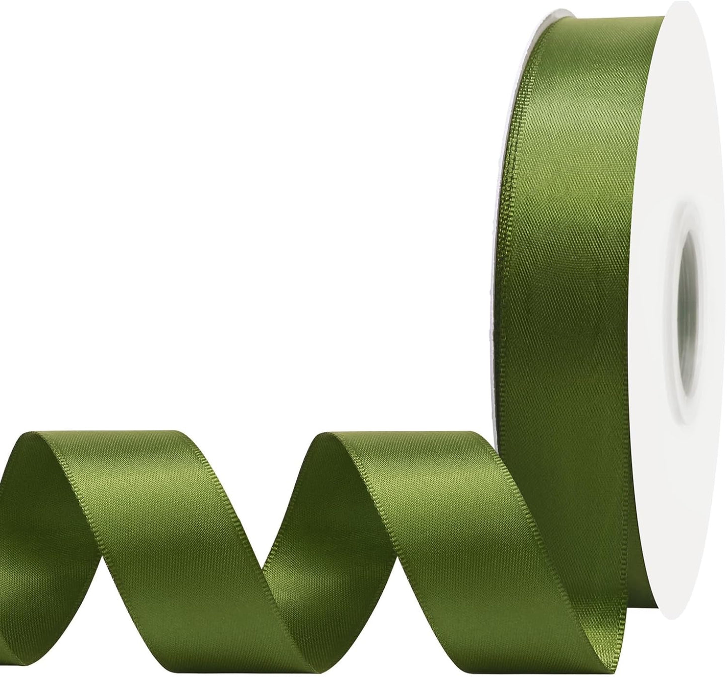 Moss Satin Ribbon 1 Inch X 50 Yards Solid Color Double Faced Ribbons Perfect for Crafts Wedding Decor Bow Making Arts Sewing and More