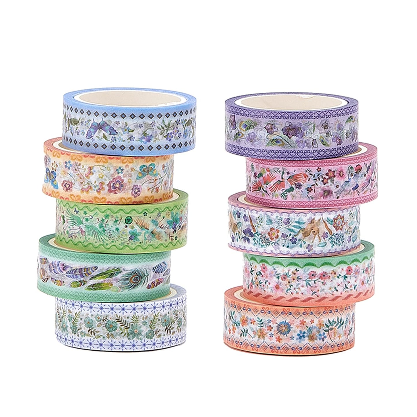 Washi Tape Set 10 Rolls, Embroidery Patterns Decorative Paper Sticker for Planner Scrapbook Journal DIY Arts Craft