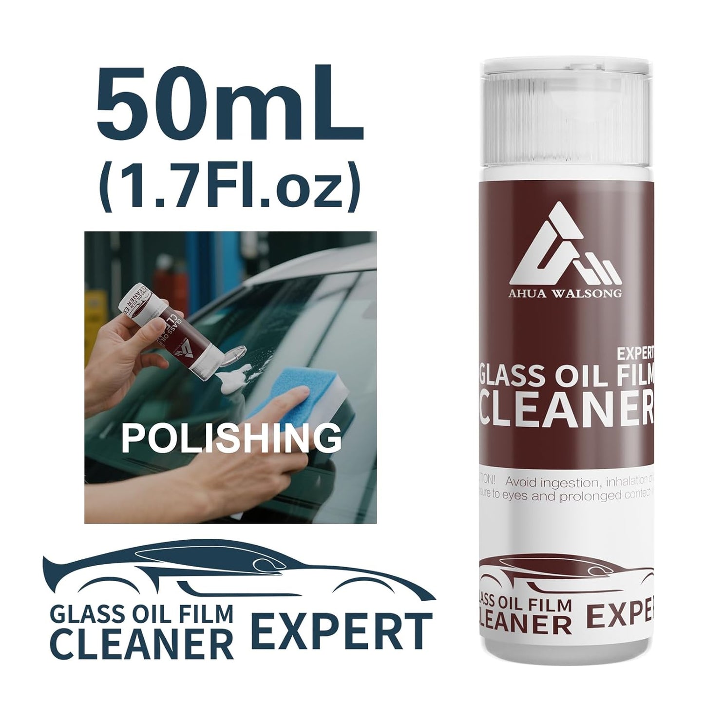 Glass Polish 50ml Cerium Oxide Glass Polishing Solution for Removing Oil Film, Water Spots, Eddies, Glass Water Stains, Wiper Marks on The Glass Surface, Restoring clearity