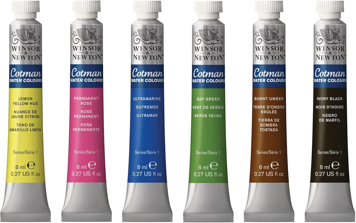 Winsor & Newton Cotman Watercolor Paint Set, 6 Colors, 8ml (0.27-oz) Tubes