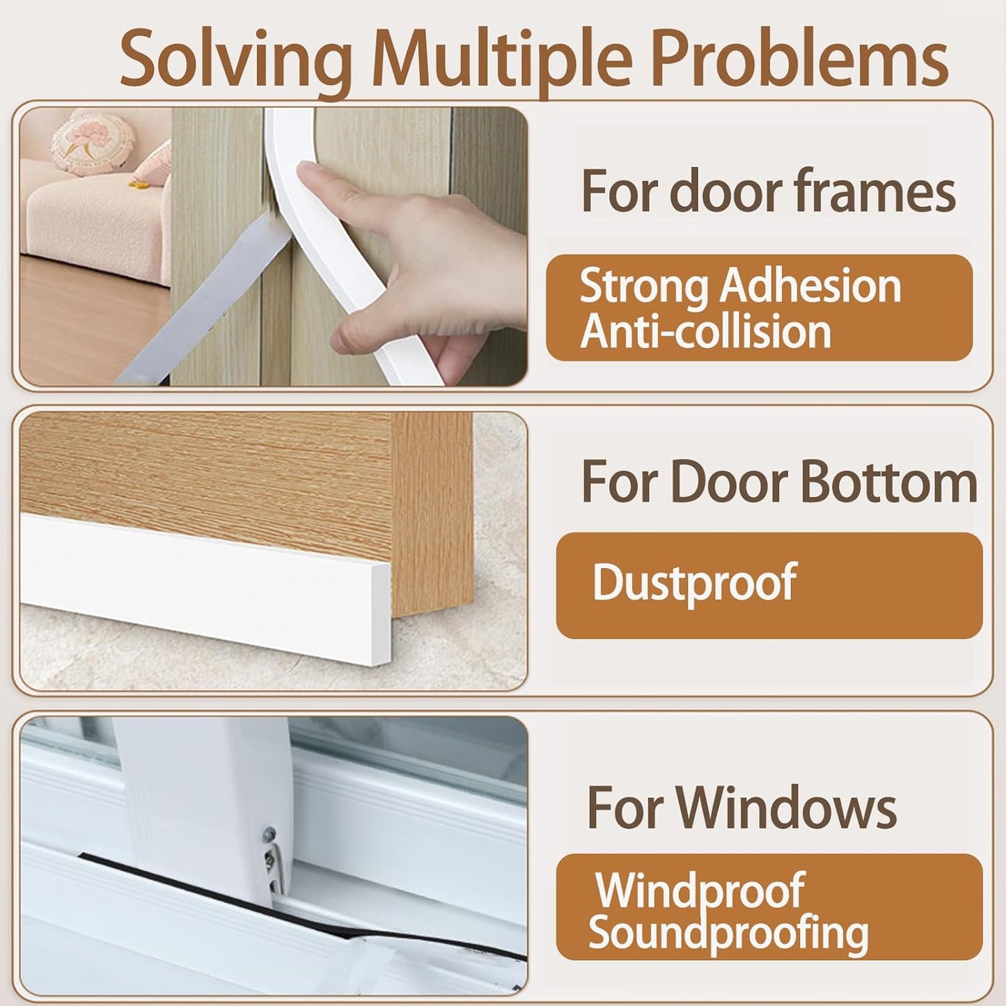 EVA Self - Adhesive Foam Tape |16.4ft Length, 2.4in Widths,White,| Winter - Ready Waterproof, Dustproof, Soundproof Weather Stripping for Windows, Doors & More to Block Chilly Drafts